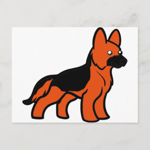 Cartão Postal cachorro cartoon pastor alemão preto e vermelho