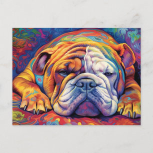 Cartão Postal Cachorro Colorido Dormindo