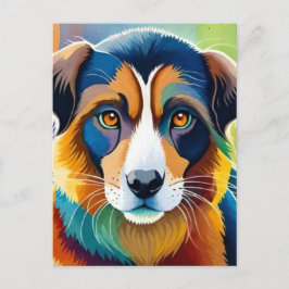 Cartão Postal Cachorro colorido se fecha