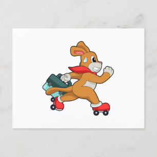 Cartão Postal Cachorro com patins de rodas