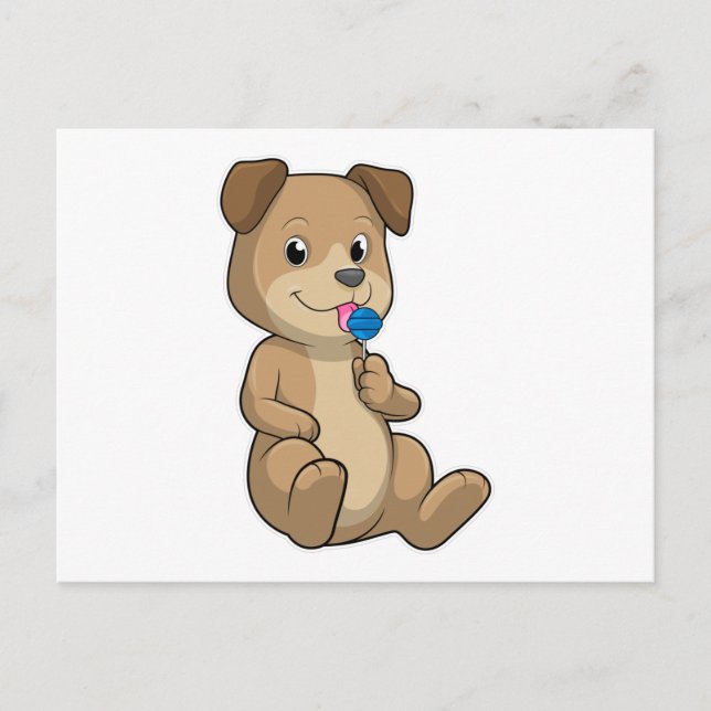 Cartão Postal Cachorro com Sweet Lollipop (Frente)