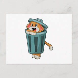 Cartão Postal Cachorro com Trashcan