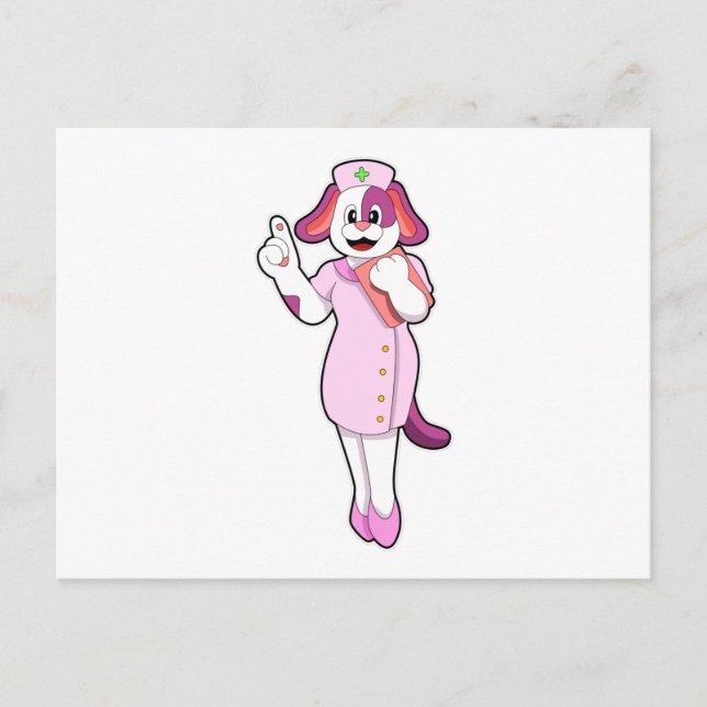 Cartão Postal Cachorro como Enfermeira (Frente)