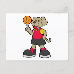Cartão Postal Cachorro como jogador de basquete com bola de basq