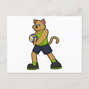 Cartão Postal Cachorro como jogador de voleibol com bola de vole