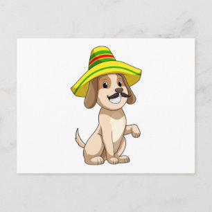 Cartão Postal Cachorro como mexicano com chapéu de palha