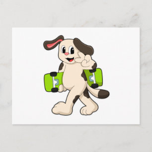 Cartão Postal Cachorro como skater com skate