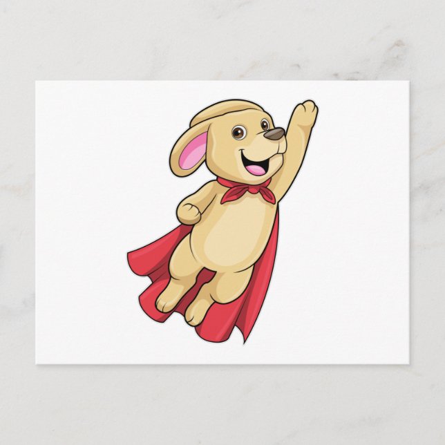 Cartão Postal Cachorro como Super-Herói com Capa (Frente)