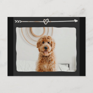 Cartão Postal Cachorro Corado com Design de Coração e Seta