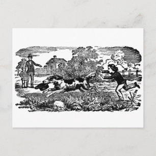 Cartão Postal Cachorro correndo ilustração de arte pet antiga vi