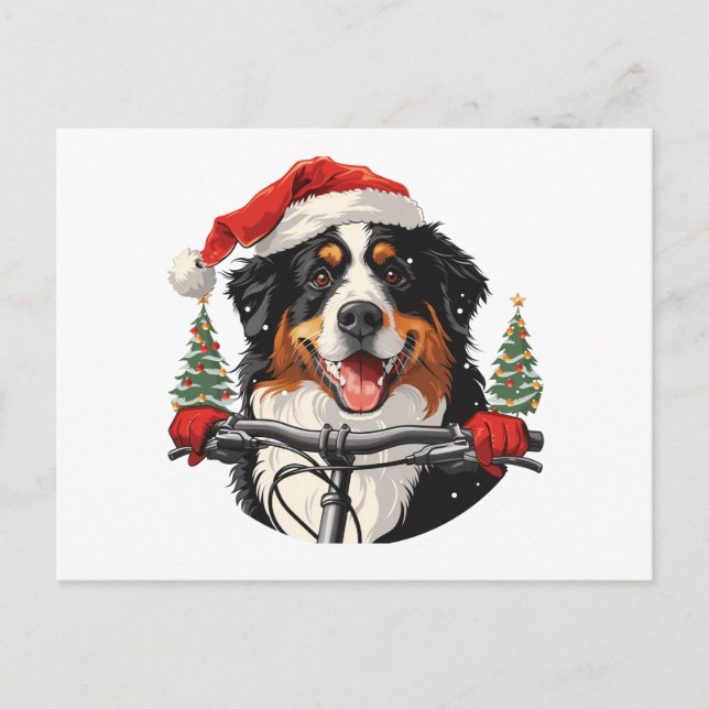 Cartão Postal Cachorro da Montanha Bernese de Natal (Frente)