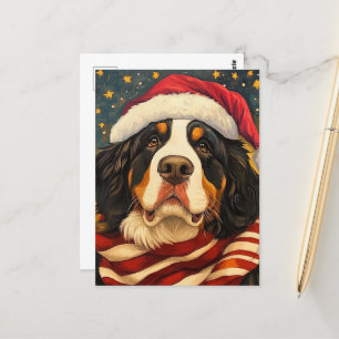 Cartão Postal Cachorro da Montanha Bernese de Natal