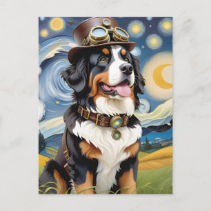 Cartão Postal Cachorro da Montanha Steampunk Bernese
