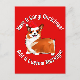 Cartão Postal Cachorro De Corgi De Natal Com Papai Noel