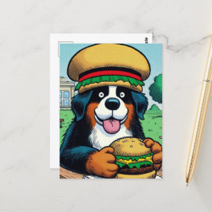 Cartão Postal Cachorro De Montanha Bernese Engraçado Com Cheeseb