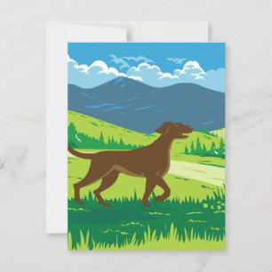 Cartão Postal Cachorro de Ponteiro Inglês com Monte Redfield no