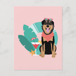 Cartão Postal Cachorro De Verão Bonito Com Óculos De Sol