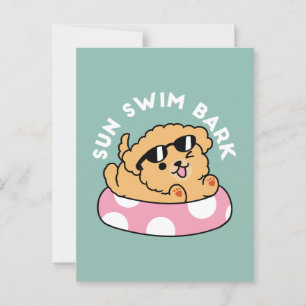 Cartão Postal Cachorro de verão - Cachorro flutuante com óculos 