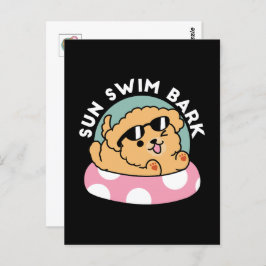 Cartão Postal Cachorro de verão - Cachorro flutuante com óculos