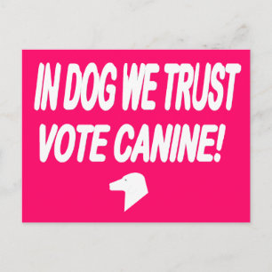 Cartão Postal Cachorro de Voto com Texto Branco