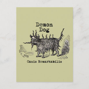 Cartão Postal Cachorro Demônio Vintage Engraçado Fofo