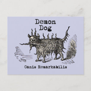 Cartão Postal Cachorro Demônio Vintage Engraçado Fofo