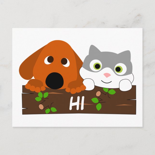 Cartão Postal Cachorro e Kitten (Frente)