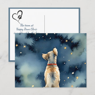 Cartão Postal Cachorro em Aquarela com Estrelas de Conforto pela