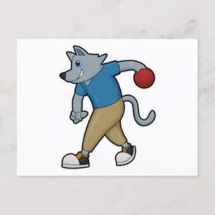 Cartão Postal Cachorro em Boliches com Bola de boliche