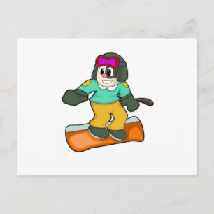 Cartão Postal Cachorro em Esportes de Snowboard