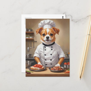 Cartão Postal Cachorro Engraçado Chef Comida Pet Boneco