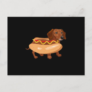 Cartão Postal Cachorro engraçado Dachshund Cachorro-Quente Comid
