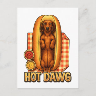 Cartão Postal Cachorro Engraçado Dachshund Paródia de Cachorro-Q