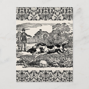 Cartão Postal Cachorro executando ilustração vitoriana antiga de
