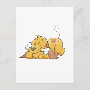 Cartão Postal Cachorro Feliz com Camisetas Ósseos e presentes