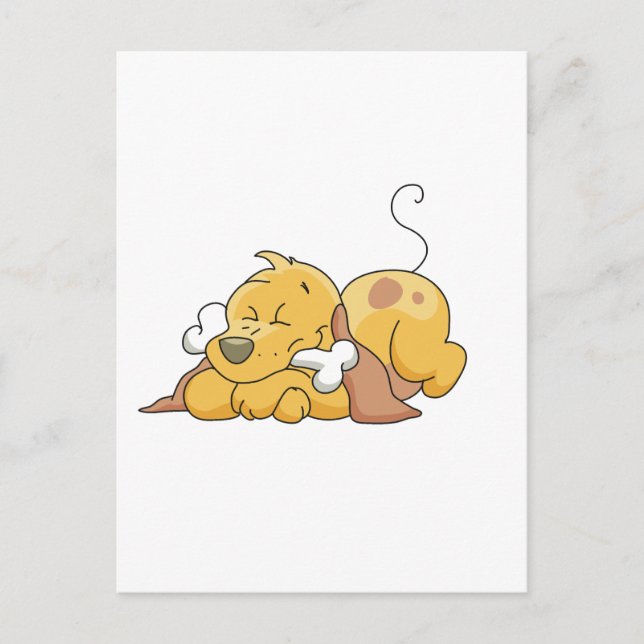 Cartão Postal Cachorro Feliz com Camisetas Ósseos e presentes (Frente)