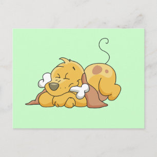 Cartão Postal Cachorro Feliz com Camisetas Ósseos e presentes