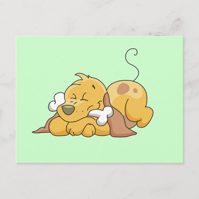 Cartão Postal Cachorro Feliz com Camisetas Ósseos e presentes (Frente)