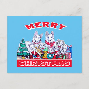 Cartão Postal Cachorro Feliz Natal Feriado Branco Feriado GSD Di