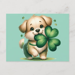 Cartão Postal Cachorro fofo do Dia de São Patrício