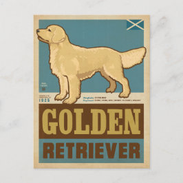 Cartão Postal Cachorro Golden Retriever Clássico Vintage