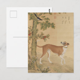 Cartão Postal Cachorro Greyhound Chinês Vintage e Arte de Pássar