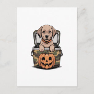 Cartão Postal Cachorro Labrador Marrom Halloween Assustador