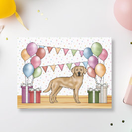 Cartão Postal Cachorro Labrador Retriever Amarelo Aniversário Co