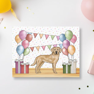 Cartão Postal Cachorro Labrador Retriever Amarelo Aniversário Co