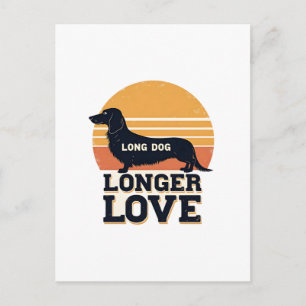 Cartão Postal Cachorro Longo Amor Mais Longo Vintage Dachshund P