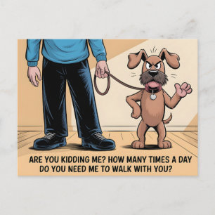Cartão Postal Cachorro Mal-humorado Cartoon Engraçado de Caminha