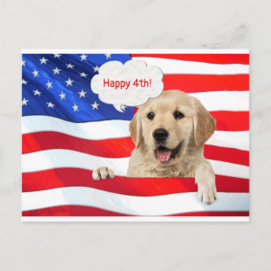 Cartão Postal cachorro na bandeira para negócios obrigado
