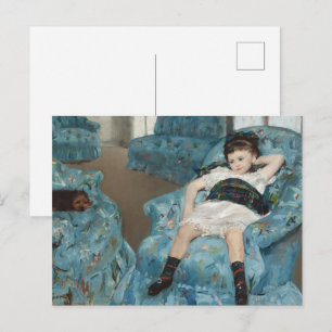 Cartão Postal Cachorro na Cadeira Azul da Menina de Mary Cassatt