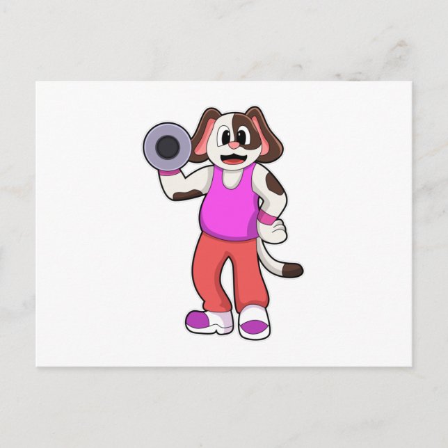 Cartão Postal Cachorro na musculação com haltere (Frente)